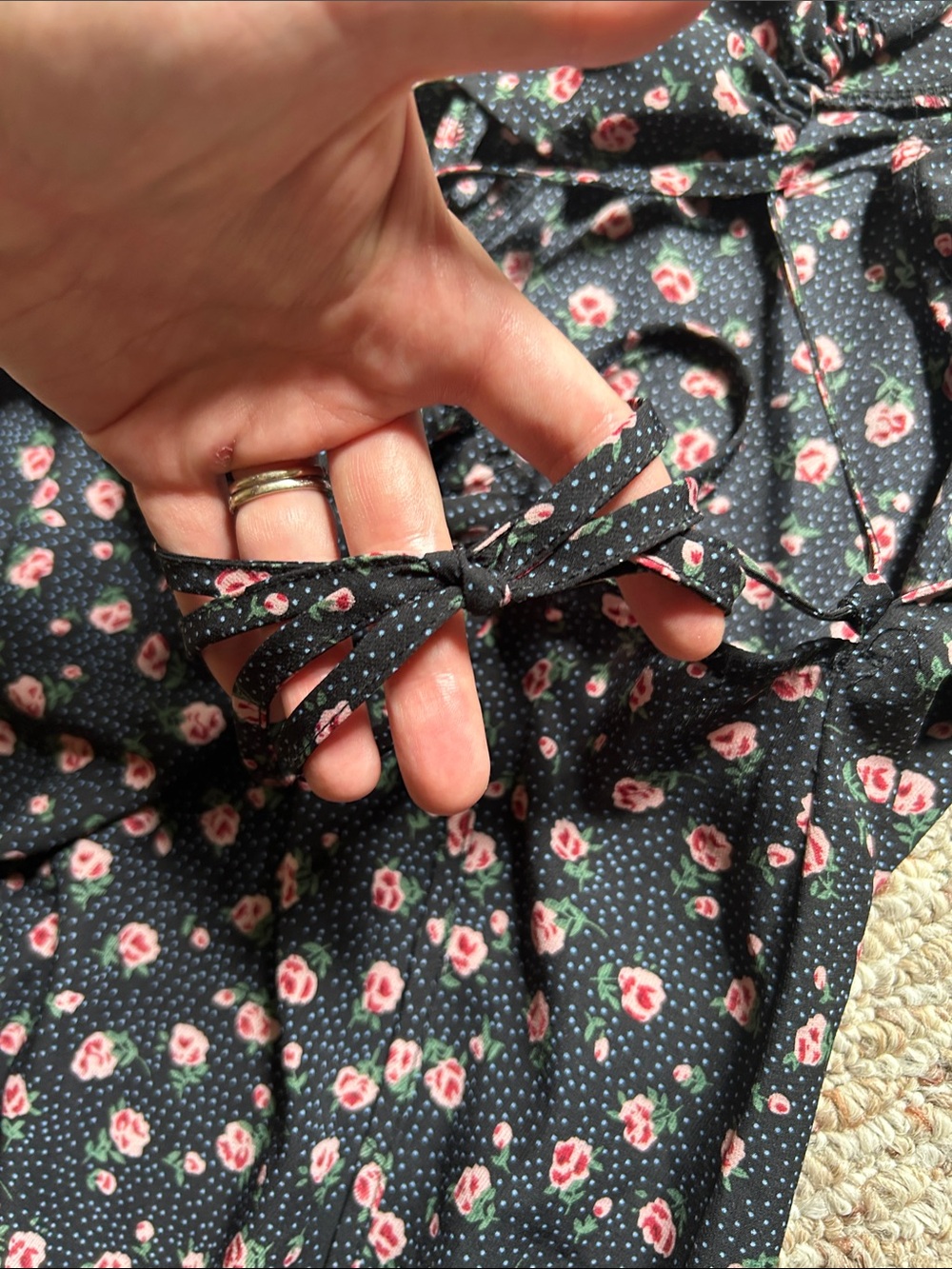 Cider Black Mini Dress with Pink Floral Print - Picture 10 of 10